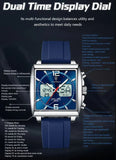 POEDAGAR 109 Men’s Dual Display Watch – Digital & Analog Quartz Business Watch with Silicone Strap