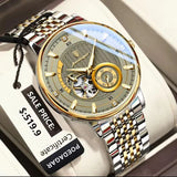 POEDAGAR 1416 Men’s Automatic Mechanical Watch – Grey Dial Business Elegant Waterproof Wristwatch
