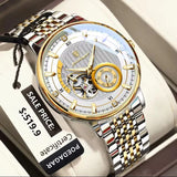 POEDAGAR 1416 Men’s Automatic Mechanical Watch – Grey Dial Business Elegant Waterproof Wristwatch