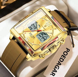 POEDAGAR 109 Men’s Dual Display Watch – Digital & Analog Quartz Business Watch with Silicone Strap