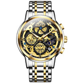 OLEVS 9947 Men's Two-Tone Skeleton Chronograph Watch