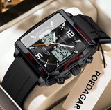 POEDAGAR 109 Men’s Dual Display Watch – Digital & Analog Quartz Business Watch with Silicone Strap
