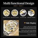 Olevs 9947 Luxury Skeleton Chronograph Watch, White Dial