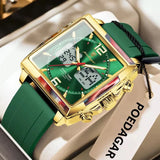 POEDAGAR 109 Men’s Dual Display Watch – Digital & Analog Quartz Business Watch with Silicone Strap