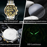 OLEVS 9947 Men's Two-Tone Skeleton Chronograph Watch