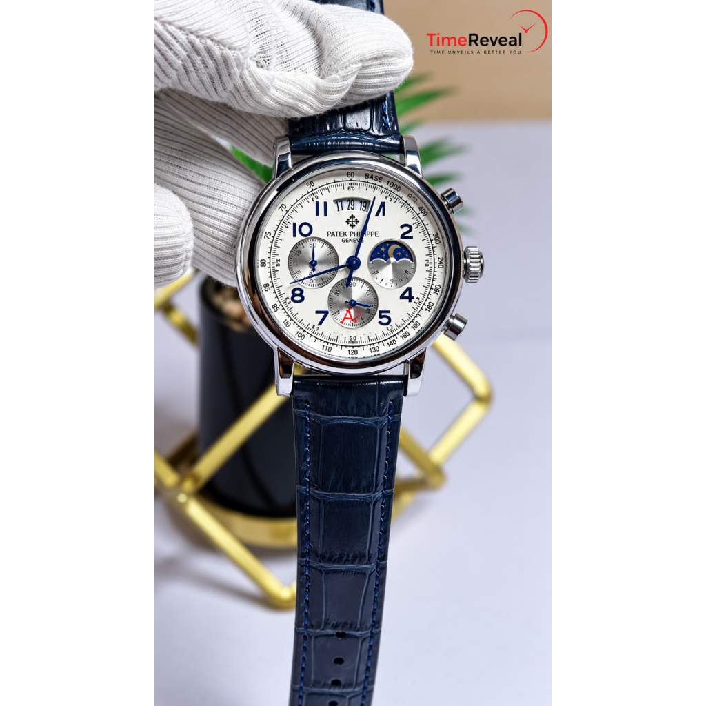 patek-philippe-style-mens-chronograph-watch-white-dial-blue-strap