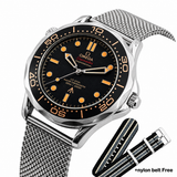 Omega 007 James Bond Edition Mesh Strap black dial Watch free nato strap
