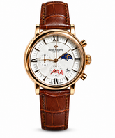 Patek Philippe Men's Watch – Luxury Black & White Dial with Brown Leather Strap