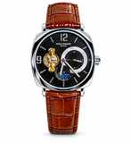 High-End Elegant Men's Watch, Vintage Automatic Mechanical Watch - Skeleton Dial, Alloy Case, Leather Strap - Business Casual Wear, the Best for Him, No Batteries Required