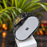 Black & Gold Skeleton Dial Bracelet Watch
