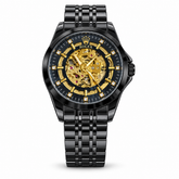 Black & Gold Skeleton Dial Bracelet Watch