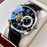 High-End Elegant Men's Watch, Vintage Automatic Mechanical Watch - Skeleton Dial, Alloy Case, Leather Strap - Business Casual Wear, the Best for Him, No Batteries Required