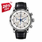 Patek Philippe Automatic Men’s Chronograph Watch – White Dial & Black Leather Strap