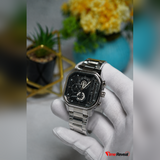 Poedagar Men's Black & Silver Skeleton Watch – Modern Luxury Design