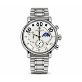 Patek Philippe Style Men's Luxury Chronograph Watch, Silver & White Dial