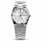 POEDAGAR White Dial Silver Stainless Steel Watch – Day & Date Display