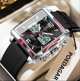POEDAGAR 109 Men’s Dual Display Watch – Digital & Analog Quartz Business Watch with Silicone Strap