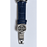 Black dial automatic mechanical watch with leather strap