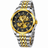 ROLEX Black Skeleton Automatic Watch | Gold & Silver Two-Tone