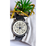 Patek Philippe Automatic Men’s Chronograph Watch – White Dial & Black Leather Strap