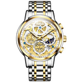 Olevs 9947 Luxury Skeleton Chronograph Watch, White Dial