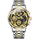 OLEVS 9947 Men's Two-Tone Skeleton Chronograph Watch
