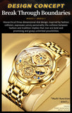 Olevs 9947 Luxury Gold Skeleton Chronograph Watch