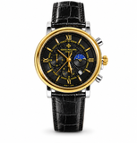 Patek Philippe Men's Watch – Black Dial with Black Leather Strap