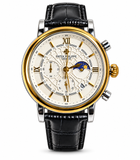 Patek Philippe Men’s Luxury Watch – White Dial Black Leather Strap