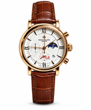 Patek Philippe Men's Watch – Luxury Black & White Dial with Brown Leather Strap