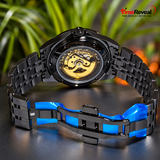 Black & Gold Skeleton Dial Bracelet Watch