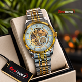 Rolex Style Men’s Skeleton Automatic Watch – Gold & Silver Two Tone