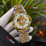Rolex Style Men’s Skeleton Automatic Watch – Gold & Silver Two Tone