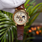 Patek Philippe Men's Watch – White Dial with Brown Leather Strap