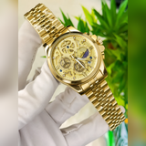 OLEVS 9947 Gold Edition men's gold stainless steel bracelet skeleton chronograph watch