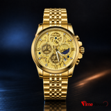 OLEVS 9947 Gold Edition men's gold stainless steel skeleton chronograph watch