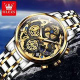 OLEVS 9947 Men's Two-Tone Skeleton Chronograph Watch