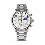 Patek Philippe Style Men's Luxury Chronograph Watch, Silver & White Dial