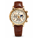 Patek Philippe Men's Watch – White Dial with Brown Leather Strap