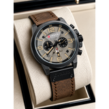 CURREN 8380 brown leather strap men's chronograph watch