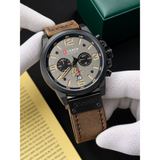 CURREN 8380 black case chronograph watch close up