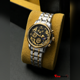 OLEVS 9947 gold and silver stainless steel bracelet chronograph watch