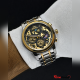 OLEVS 9947 skeleton dial chronograph men's watch close-up