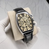 Patek Philippe style luxury men's watch cream dial silver case