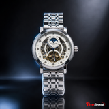 Patek Philippe open heart style men's watch with silver stainless steel bracelet