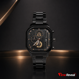 Poedager black luxury skeleton men’s watch