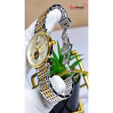 TISSOT automatic skeleton watch white dial gold silver bracelet